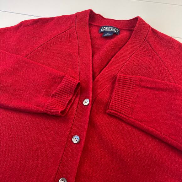 Lands End Red Wool Cardigan Sweater women’s size small - Picture 5 of 5